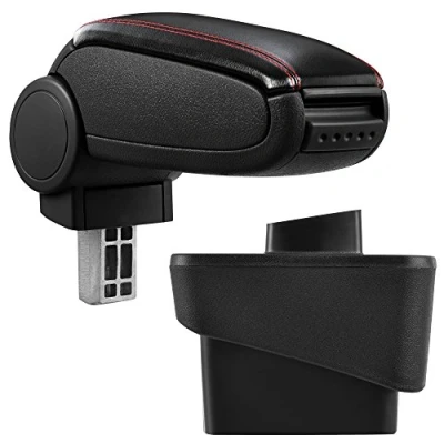 Afbeelding van Armsteun Audi A1 8X vf 2010 kunstleer zwart en rood stiksel