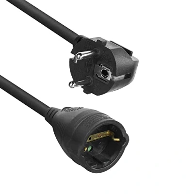 Afbeelding van ACT AC2470 Verlengsnoer/Stekkerdoos 1 Socket CEE 7/7 male (haaks) female Zwart 10 meter