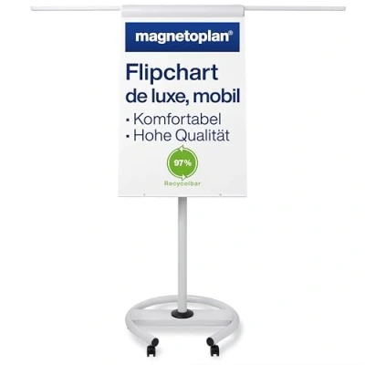 Afbeelding van Magnetoplan Writing Surface Flipchart Deluxe Mobile Roll 68x106,5 cm (BXH) Lichtgrijs