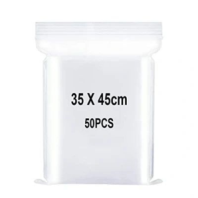 Afbeelding van Hersluitbare transparante plastic zakken, verzegelde zak, opbergtas, zak met sluiting, voor knutselbenodigdheden, opslag van kleding enz. 35 x 45 cm, 50 stuks