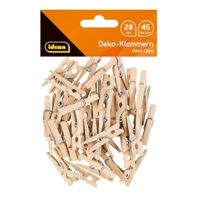 Afbeelding van 45 stuks miniatuurklemmen van hout, ca. 2,8 cm lang, voor knutselen, decoratie en