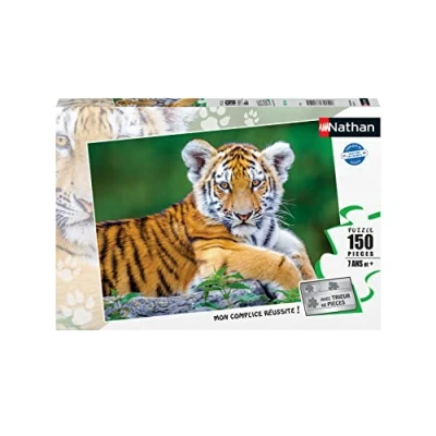Afbeelding van Nathan Kinderpuzzel 150 stukjes Baby tijger Meisjes of jongens jongen meisje vanaf 7 jaar Hoogwaardige puzzel dik en duurzaam karton Dieren 86154