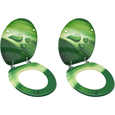Afbeelding van VidaXL Toiletbrillen met deksel 2 st waterdruppel MDF groen