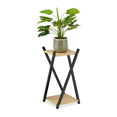 Afbeelding van Relaxdays plantentafel binnen plantenstandaard 2 etages bijzettafel planten staal bruinen