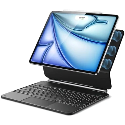 Afbeelding van ESR Magnetische toetsenbordhoes, iPad toetsenbord voor Air 13 inch (M2 2024), Pro 12.9 2022/2021, zwevende standaard, verlichte toetsen, multi touch trackpad, zwart