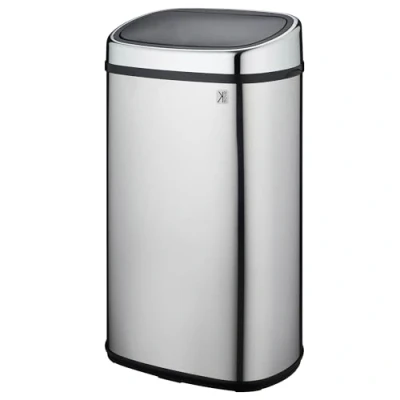 Image de Poubelle De Cuisine Push City Kitchen Move 60 L Ouverture Simple Pression Inox Avec Cerclage