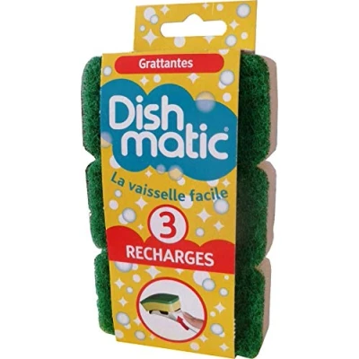 Image de Produit entretien vaisselle DISHMATIC Lot de 3 recharges éponges vertes