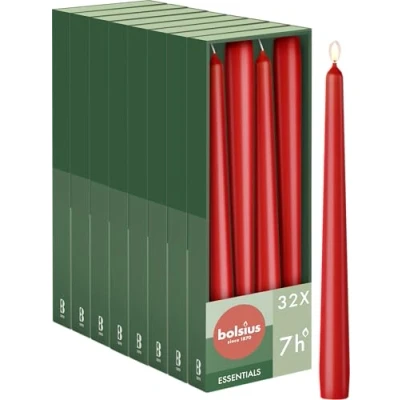 Afbeelding van Bolsius Gladde Dinerkaarsen 24,5 cm 32 stuks Rood