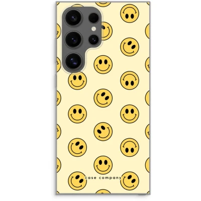 Afbeelding van Case Company® hoesje geschikt voor Samsung Galaxy S24 Ultra Smiley N2 Soft Cover Telefoonhoesje Bescherming aan alle Kanten en Schermrand