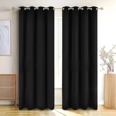 Afbeelding van Blumtal Gordijnen Verduisterend Gordijn Kant en Klaar Blackout 140 x 265 cm Zwart Set van 2