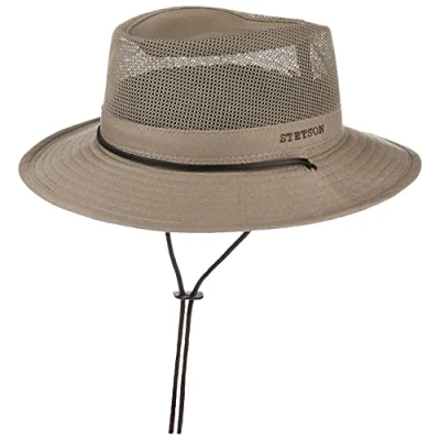 Afbeelding van STETSON Takani Safari Hoed voor dames/heren Buschman Mesh wandelhoed met kinriem lente zomer, Beige