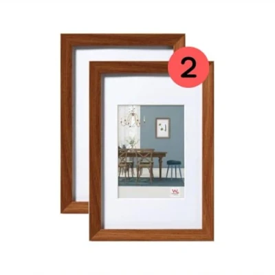 Image de Walther Design Fiorito Ef824Pd Lot Double De Cadres Photo En Bois Avec Passe Partout, 18 X 24 Cm, Couleur Chêne Foncé