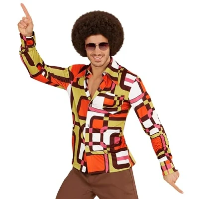 Afbeelding van W WIDMANN MILANO party Fashion Heren jaren &#039;70 disco fever overhemd retro stijl outfit carnaval kostuum