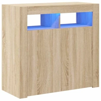 Afbeelding van vidaXL Dressoir met ledlampen, sonoma eik, 80 x 35 75 cm