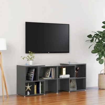 Afbeelding van Tv meubel 104x30x52 cm spaanplaat hoogglans grijs