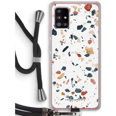 Afbeelding van Case Company® hoesje met Koord geschikt voor Samsung Galaxy A51 5G Terrazzo N4 Telefoonhoesje Zwart Bescherming aan alle Kanten en Over de Schermrand