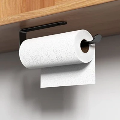 Afbeelding van Firschoie Sopaline keukenhanddoekhouder, keukenkeukenhanddoekhouder, zelfklevende aluminium houder, geen boren, geschikt voor badkamer (zwart)