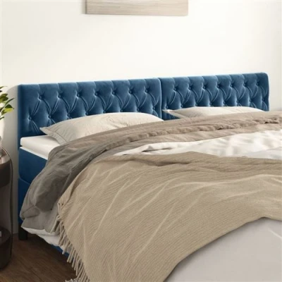 Afbeelding van vidaXL Hoofdborden 2 st 100x7x78/88 cm fluweel donkerblauw