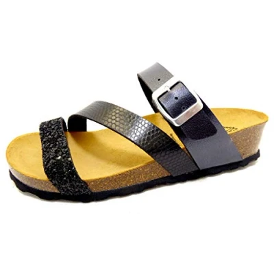 Afbeelding van Lico Natural Glitter, slippers voor dames, zwart.
