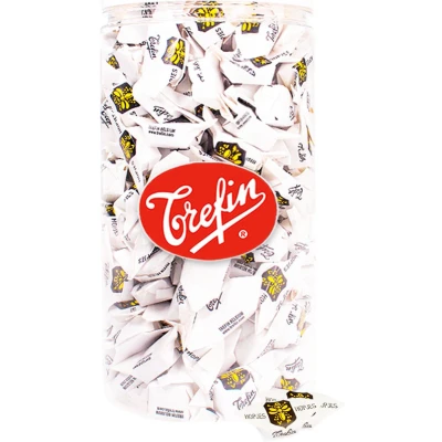 Afbeelding van Trefin Hopjes nostalgisch snoep met karamel en koffiesmaak in herbruikbare bokaal 750g