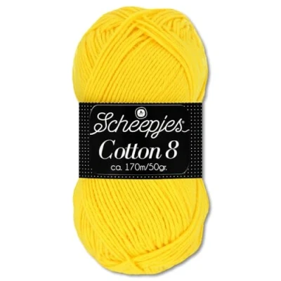 Afbeelding van Frida&#039;s Wollhaus Scheepjes Cotton 8 brei en haakwol, 50 g, 100% katoen, 48 kleuren (551 geel)