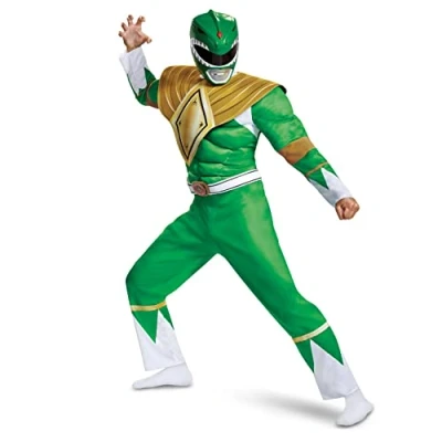 Afbeelding van DISGUISE Muscle Green Power Rangers kostuum voor volwassenen, superheldenkostuums maat XL 79736D