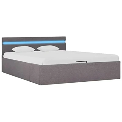 Afbeelding van vidaXL Bedframe met hydraulische opslag en LED stof taupe 120x200 cm