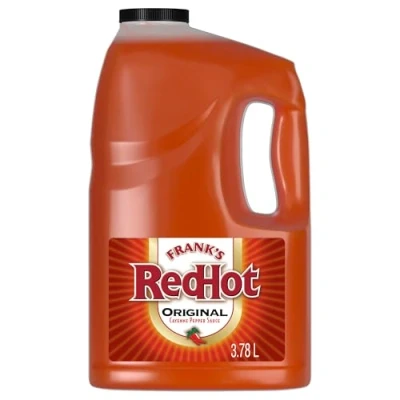 Image de Frank&#039;s RedHot Sauce originale au poivre de Cayenne, poivrons Cayenne mélangés qualité supérieure, saveur audacieuse et épicée, récipient en vrac, 3,8 l