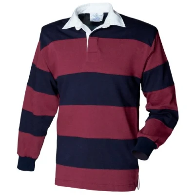 Afbeelding van Front Row Rugbypolo met lange mouwen en ingenaaide strepen