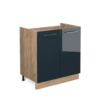 Afbeelding van Vicco Wastafelkast Fame Line, Donkerblauw hoogglans/Krachtige eik goud, 80 cm zonder werkblad