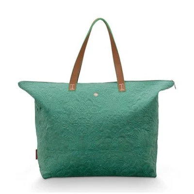 Afbeelding van Pip Studio Tote Bag Velvet Quiltey Days Groen 66x20x44cm