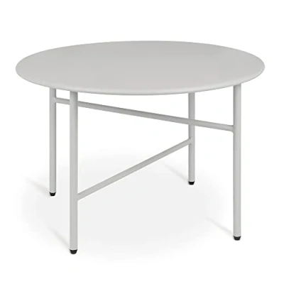 Afbeelding van bomoe Finn Ronde Bijzettafel Metaal Licht Grijs Ø 53 cm Tafelblad Krasbestendig Stabiel, Lichtgewicht Salontafel Binnen &amp; Buiten