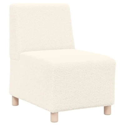 Afbeelding van vidaXL Fauteuil 55 cm gekrulde wolachtige stof crèmekleurig