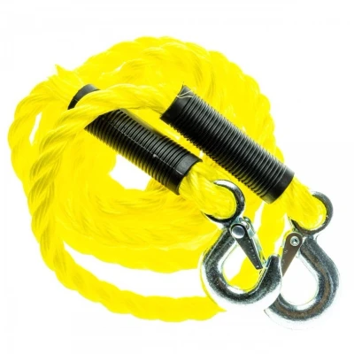 Afbeelding van Einparts Stevige Sleepkabel met Haken en Rode Vlag tot 3000kg 4 meter Geel