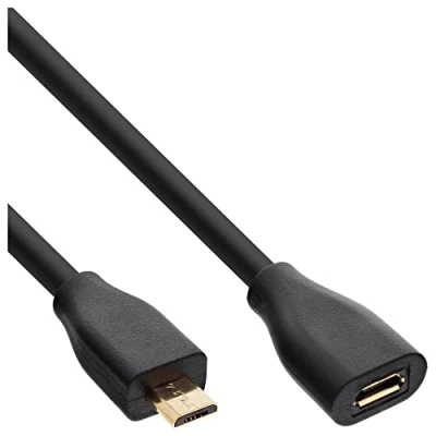 Afbeelding van Premium USB Micro B naar verlengkabel USB2.0 tot 1A / zwart 3 meter