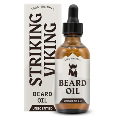 Afbeelding van Striking Viking, Conditioner met ongeparfumeerde baardolie volledig natuurlijke biologische formule argan en jojoba oliën verzacht, glad versterkt de baardgroei