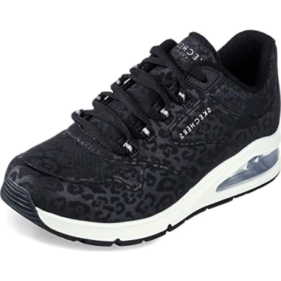 Afbeelding van Skechers Sport UNO 2 Sneakers laag, Dames, Maat: 36.5, Black tonal leopard print durabuck/ mesh trim Hoogwaardig imitatieleer