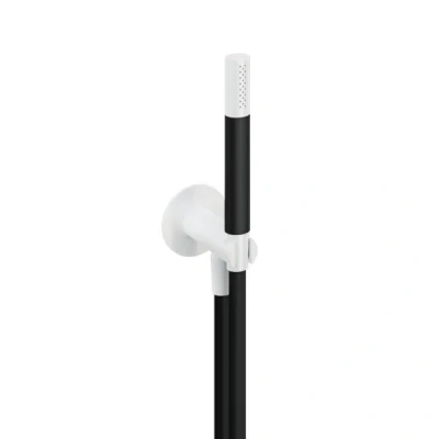 Afbeelding van HotBath Cobber M440 staafhanddouche met wandsteun en uitlaat doucheslang 150cm Mat Wit