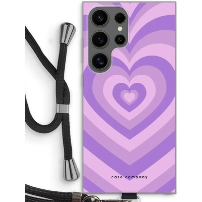 Afbeelding van Case Company® hoesje met Koord geschikt voor Samsung Galaxy S24 Ultra Hart Paars Telefoonhoesje Zwart Bescherming aan alle Kanten en Over de Schermrand