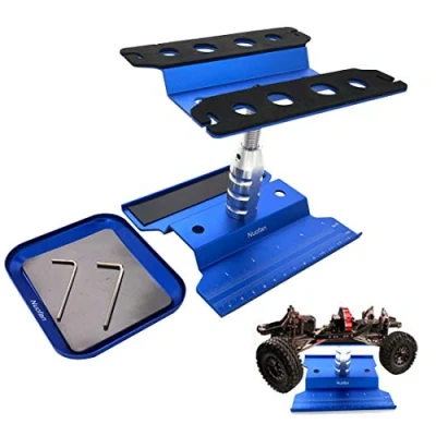 Afbeelding van Nuofan RC Car Work Stand Aluminium Repair Workstation 360 graden Rotatie Lift Lower w/Schroef Tray voor 1/8 1/10 1/12 1/16 Scale Traxxas TRX4 Axial Arrma Redcat Losi Crawler Monster Truck Buggy