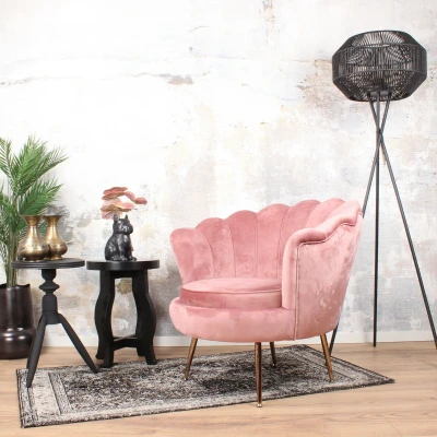 Afbeelding van Feliz fauteuil velvet zalmroze