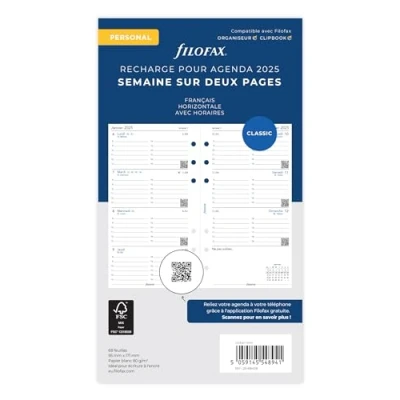 Afbeelding van Filofax Personeel 1 week op 2 gelinieerde pagina&#039;s in het Frans 2025