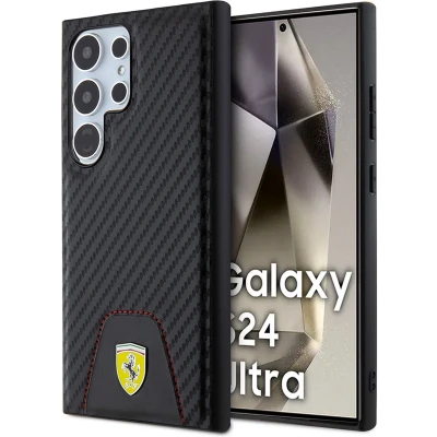 Afbeelding van Ferrari Backcase hoesje geschikt voor Samsung Galaxy S24 Ultra Effen Zwart Kunstleer