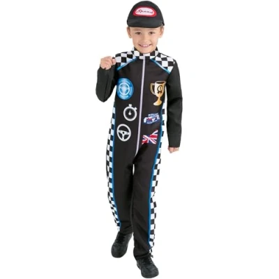 Afbeelding van Smiffys Racing Driver Kinder Kostuum Kids tm 12 jaar Zwart