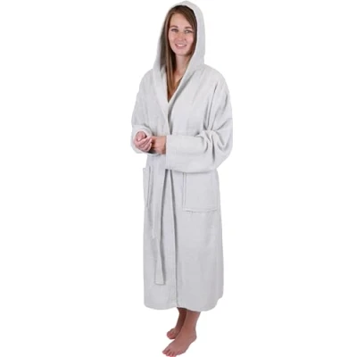 Afbeelding van Betz Berlin Badjas met kap voor dames en heren, 100% katoen, zilvergrijs, L XL