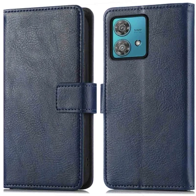 Afbeelding van iMoshion Hoesje Met Pasjeshouder Geschikt voor Motorola Moto G84 Luxe Bookcase Donkerblauw
