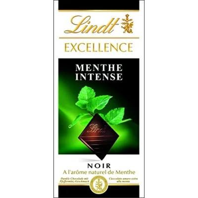 Afbeelding van Lindt Tablette Menthe Intense Excellence, Chocolat Noir, 100g