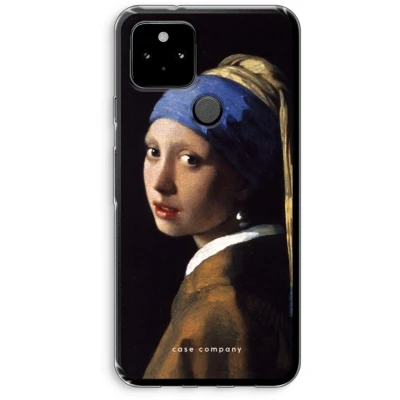 Afbeelding van Case Company® hoesje geschikt voor Google Pixel 5 The Pearl Earring Soft Cover Telefoonhoesje Bescherming aan alle Kanten en Schermrand