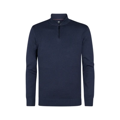 Afbeelding van Petrol Industries Heren Gebreide Half Zip Trui Augusta Blauw Maat S
