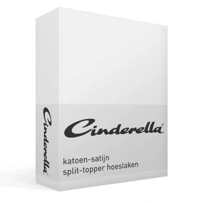 Afbeelding van Cinderella Sundays Topper Hoeslaken met split 200x220 cm Tot 15 matrashoogte 100% Katoen Satijn Wit